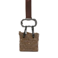 Braune Skulptierte Ledertasche mit Karabinergriff