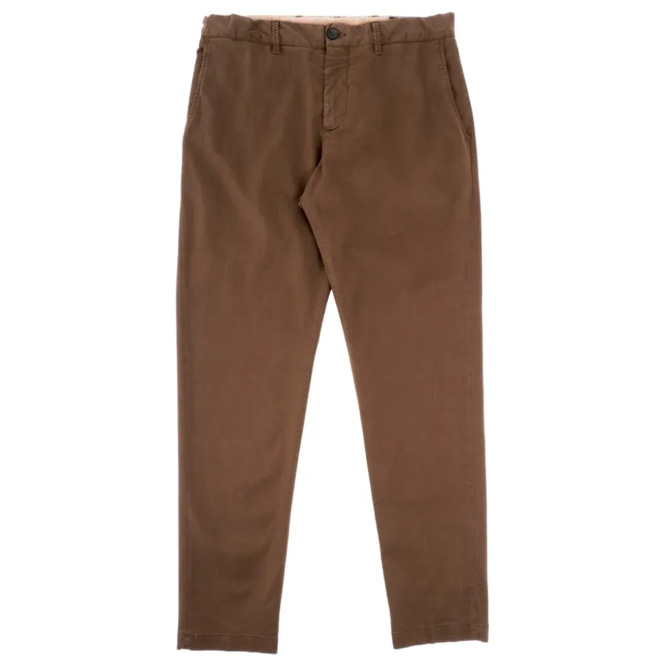 Braune Tapered Fit Baumwoll-Twill Hose
