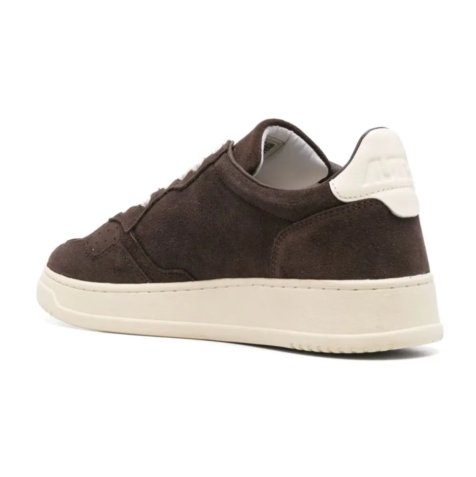 Braune Wildleder-Sneakers mit Blauem Detail