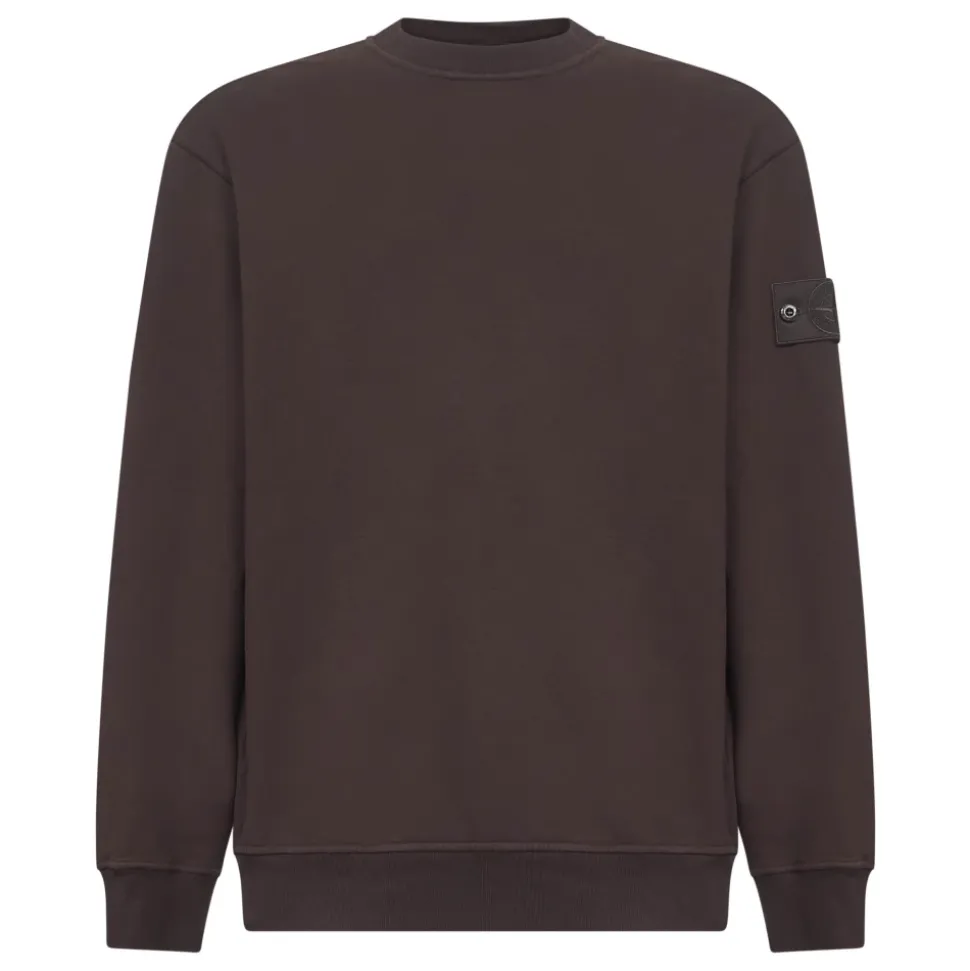Brauner Rippstrick-Crewneck-Pullover
