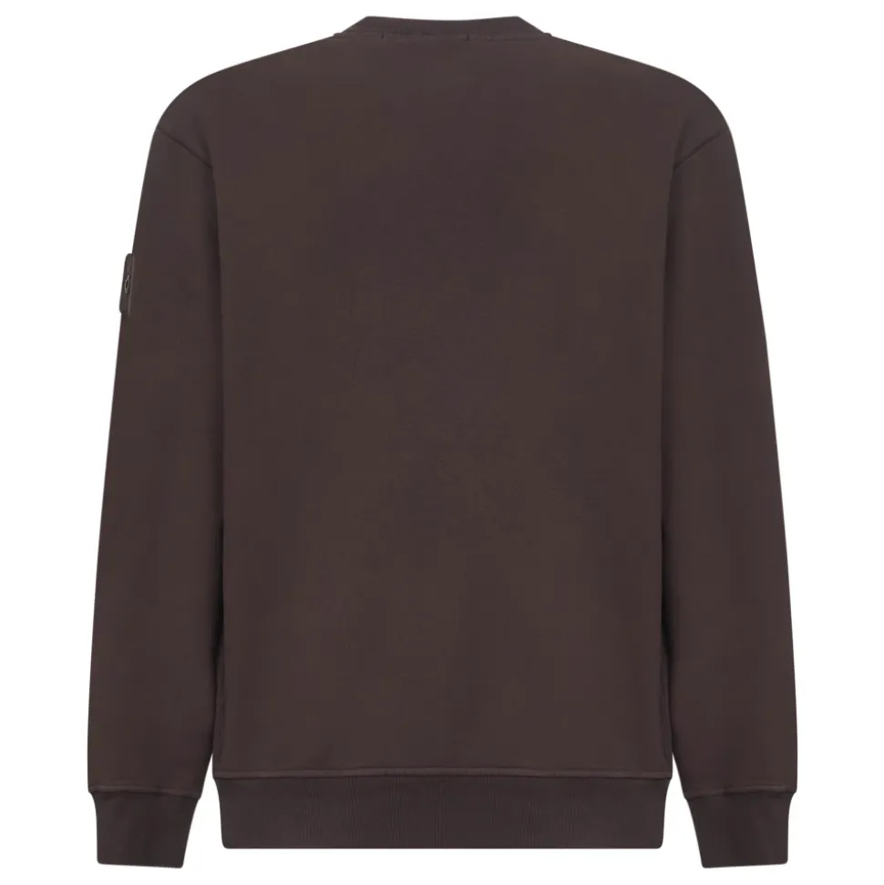 Brauner Rippstrick-Crewneck-Pullover