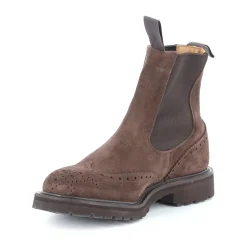 Brauner Wildleder Chelsea Boot mit Brogue-Detail