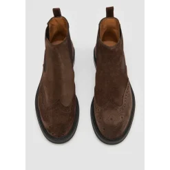 Brauner Wildleder Chelsea Boot mit Perforiertem Detail