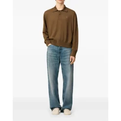 Braunes Wollseiden-Poloshirt