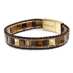Brown Tiger Eye Stud Bracelet
