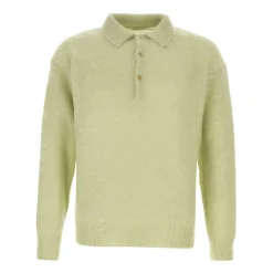 Brushed Super Kid Mohair Strick-Polohemd