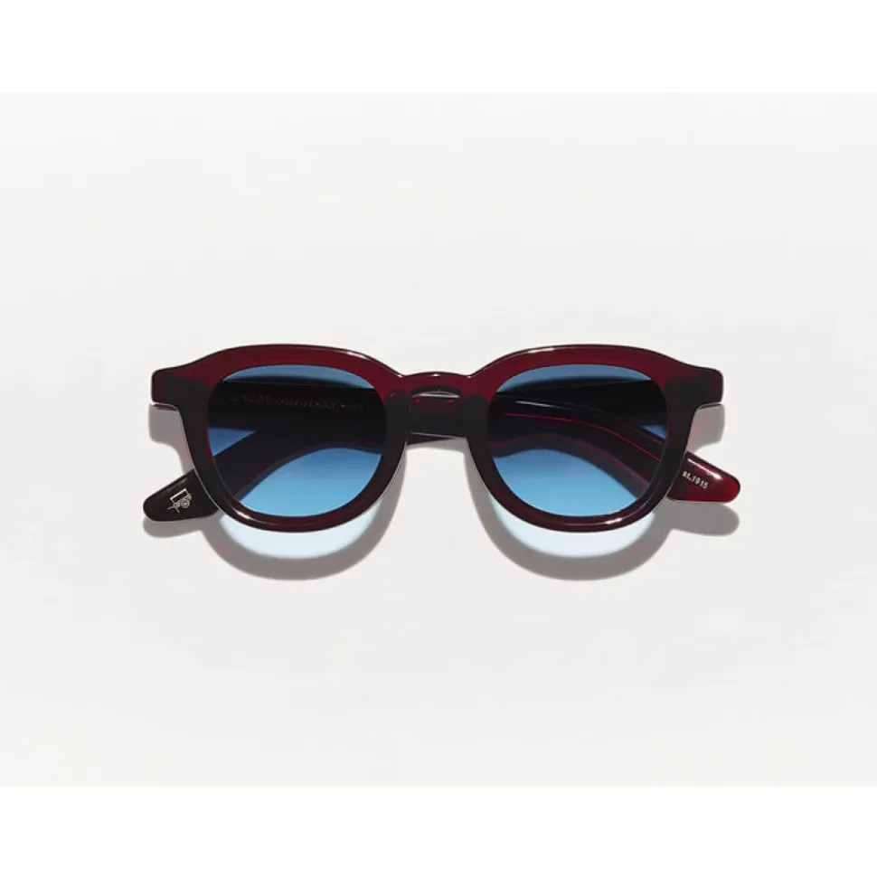 Burgunder Sonnenbrille Blaue Gläser Quadratisch