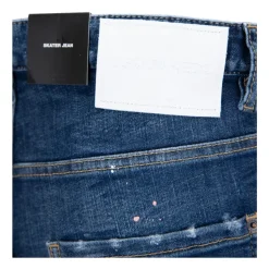 Button Jeans mit Lederpatch