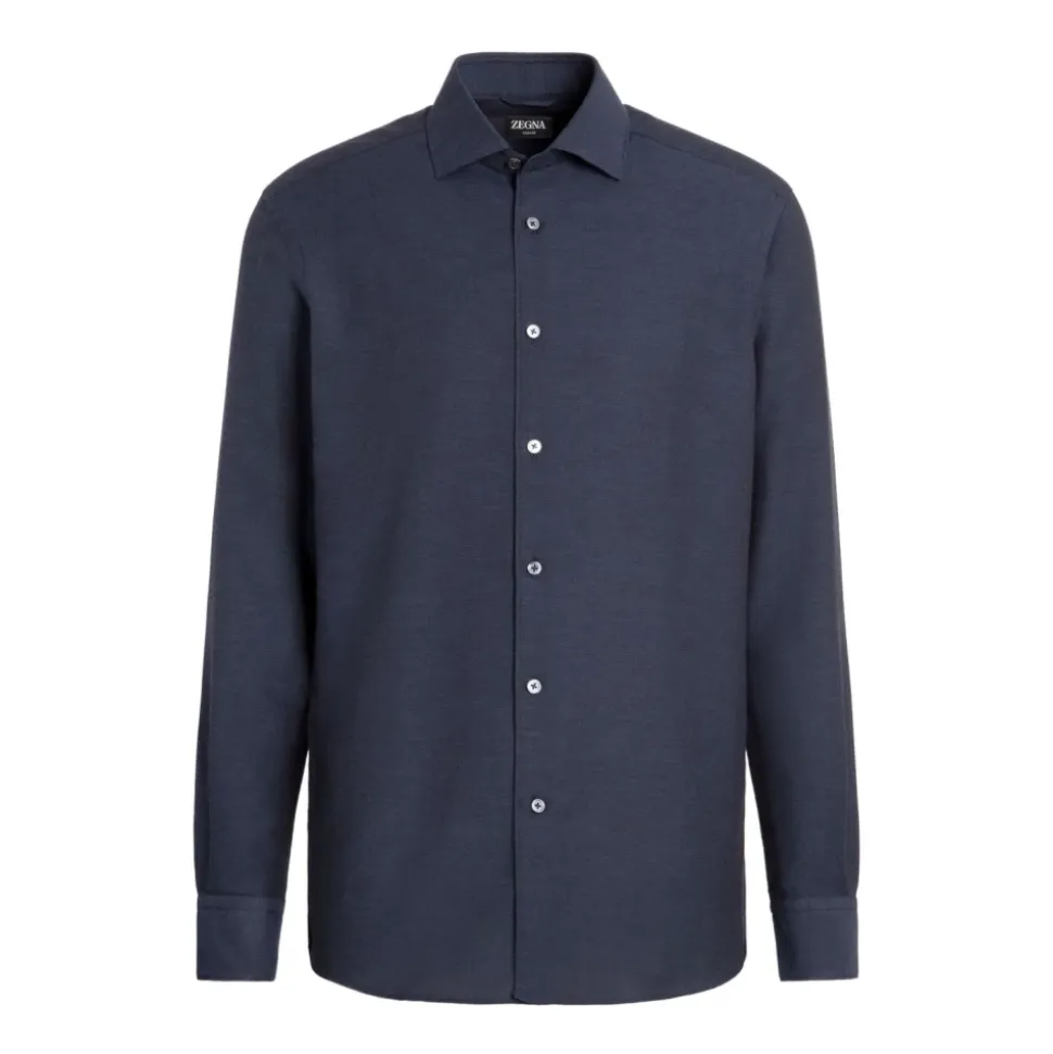Camisa Marino Tejido Diagonal