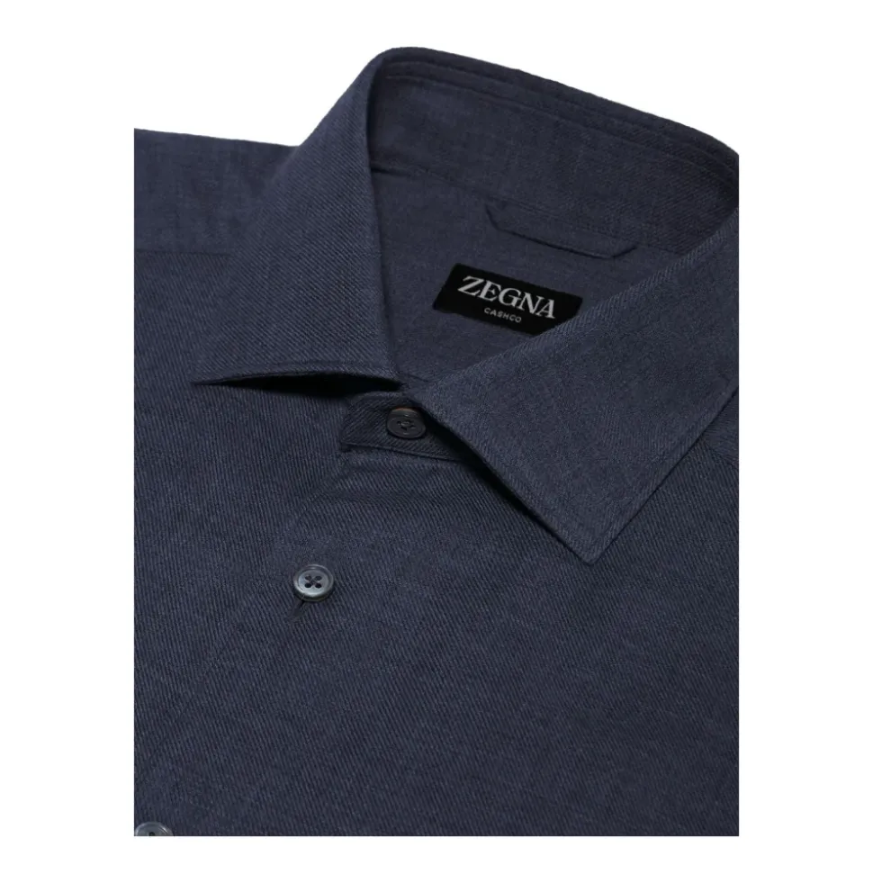 Camisa Marino Tejido Diagonal