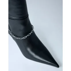 Chain Detail Kniehohe Lederstiefel