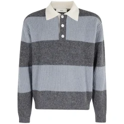 Chunky Rugby Sweater Weich Blau Streifen