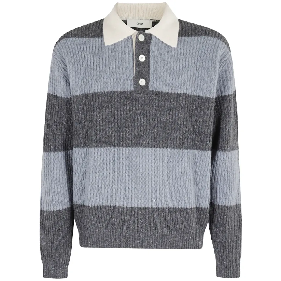 Chunky Rugby Sweater Weich Blau Streifen