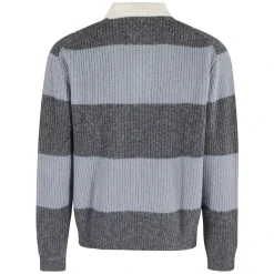 Chunky Rugby Sweater Weich Blau Streifen