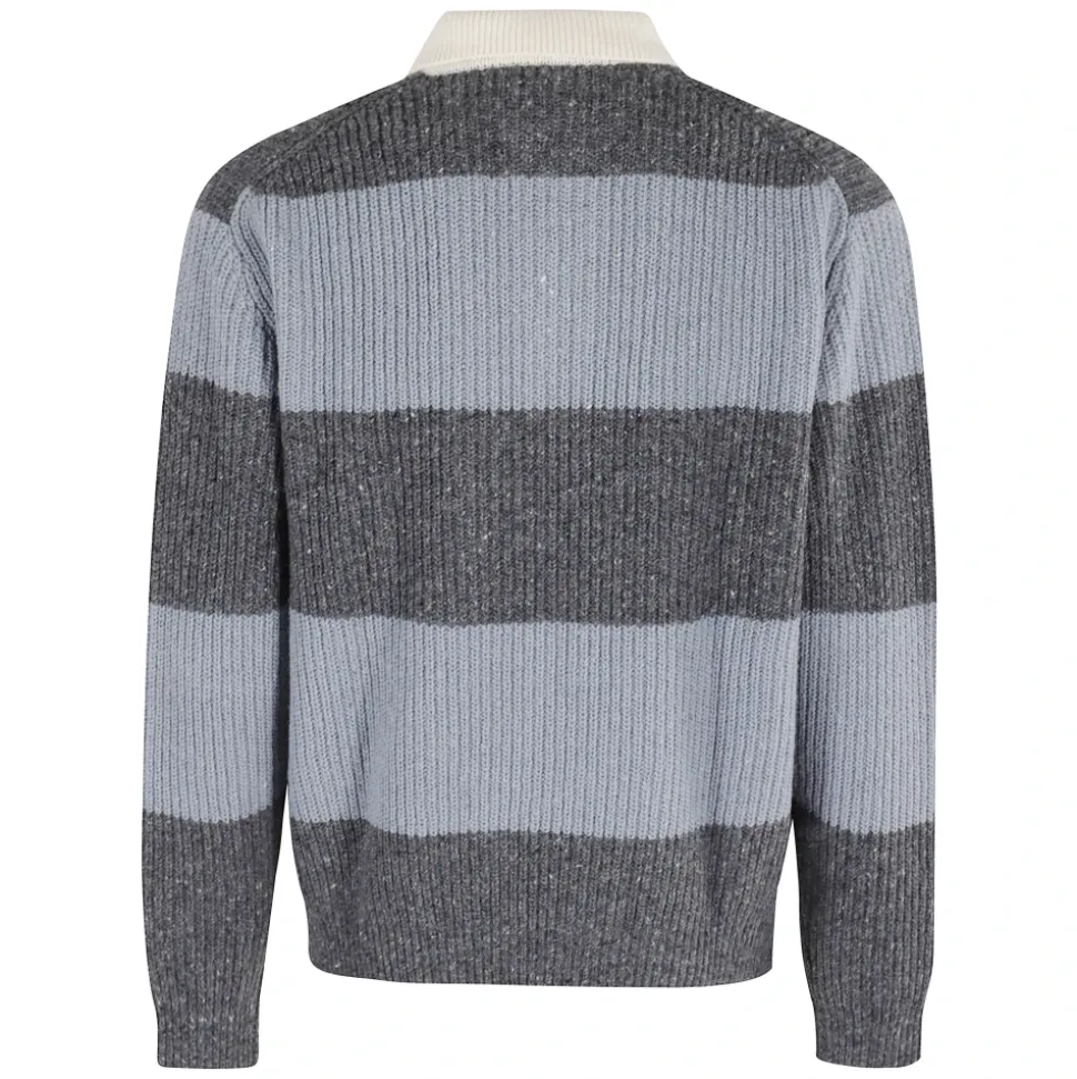 Chunky Rugby Sweater Weich Blau Streifen