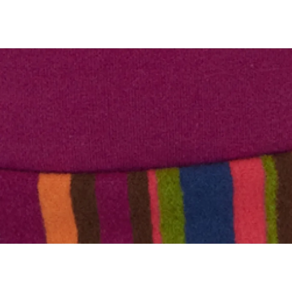Contrast Cuff Pompon Beanie