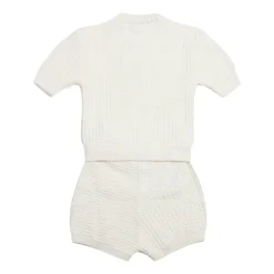Cremefarbenes Kleid und T-Shirt Set