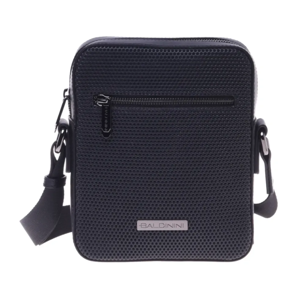 Crossbody bag in black speckled leather