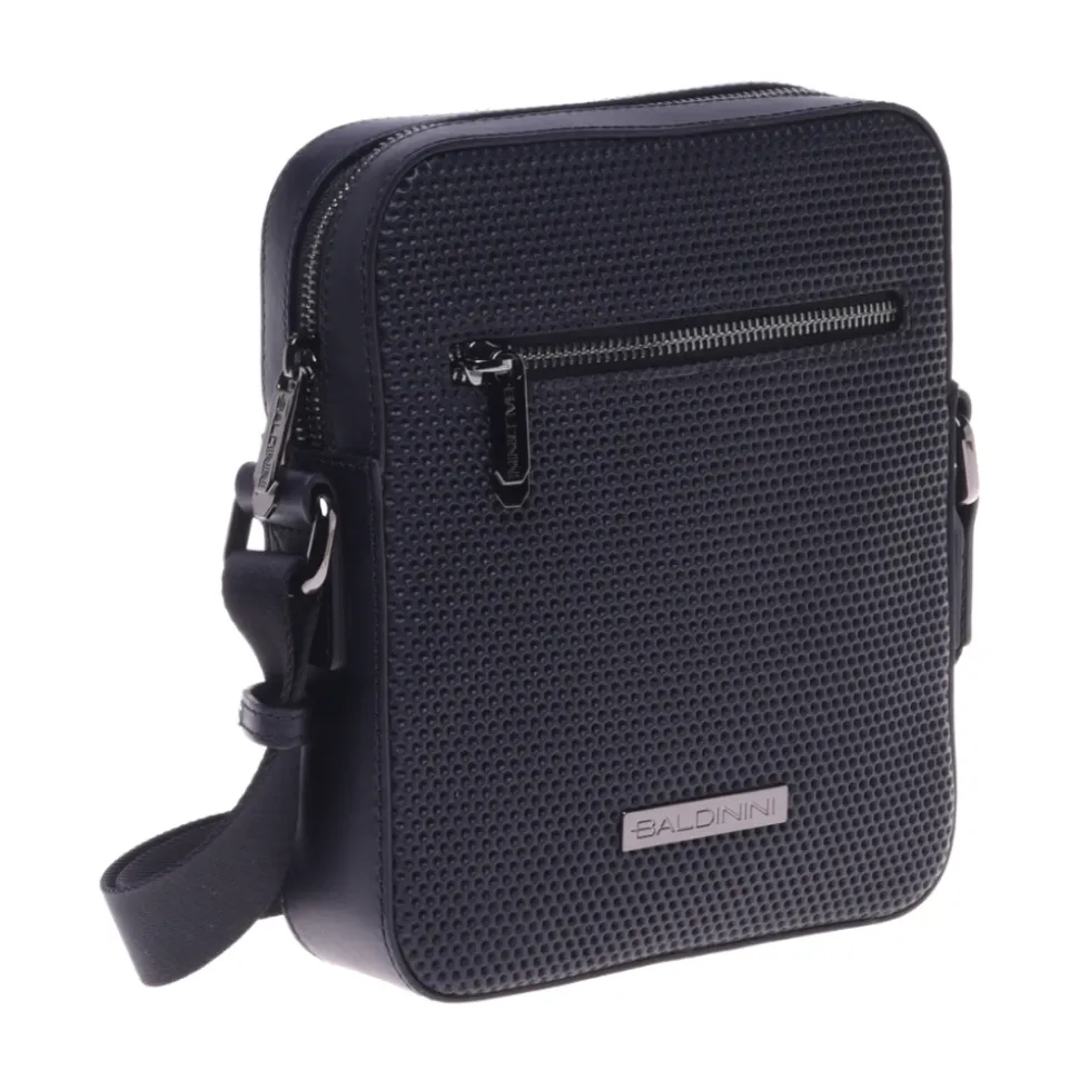 Crossbody bag in black speckled leather