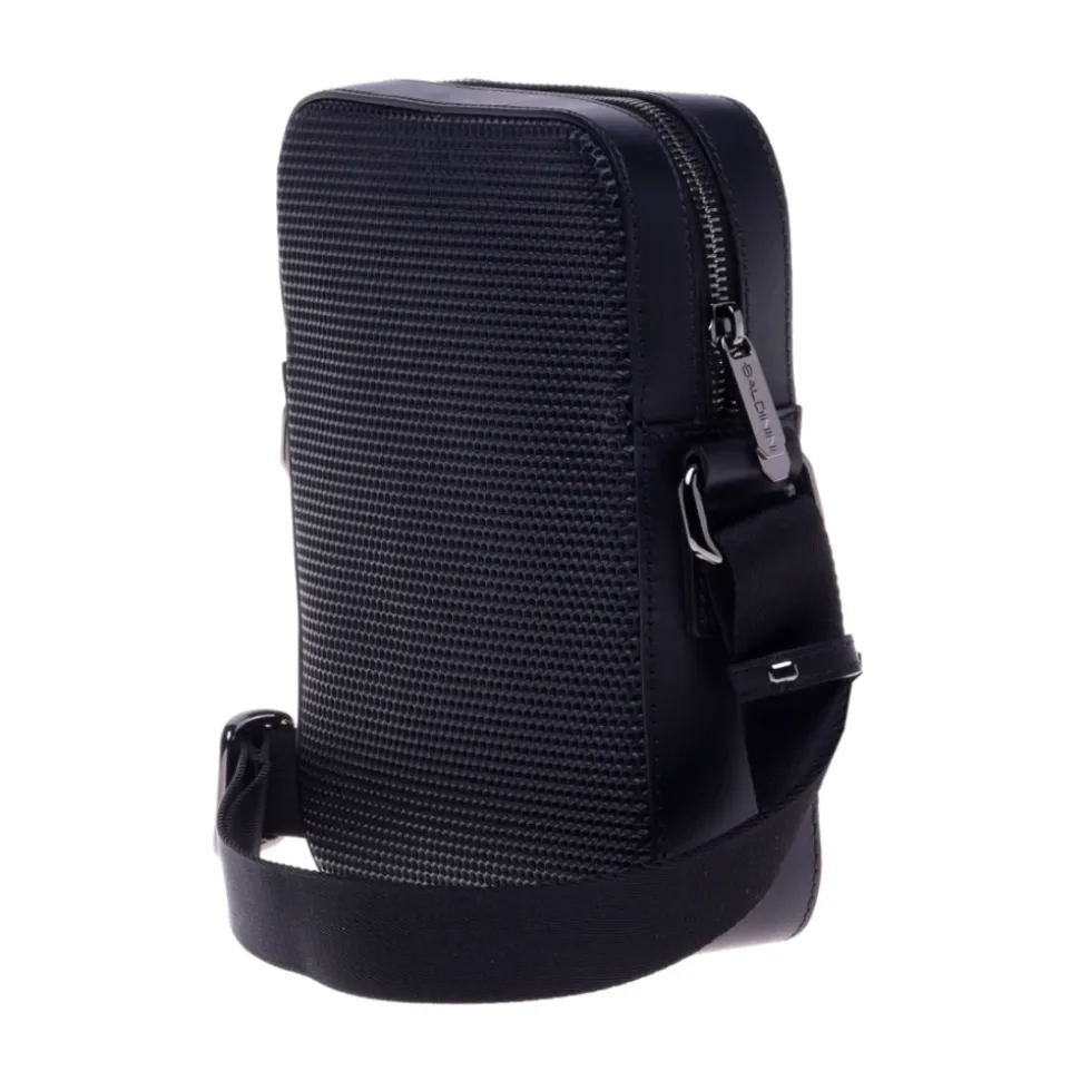 Crossbody bag in black speckled leather