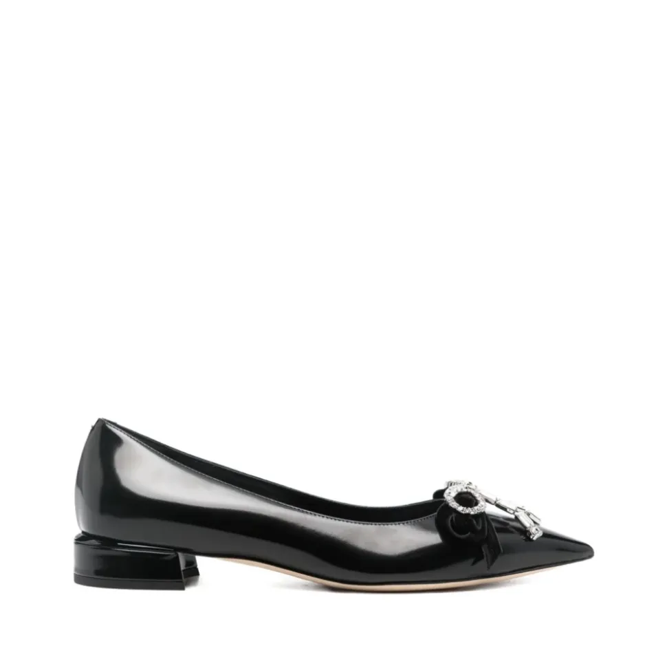 Crystal Bow Pointed Toe Flat