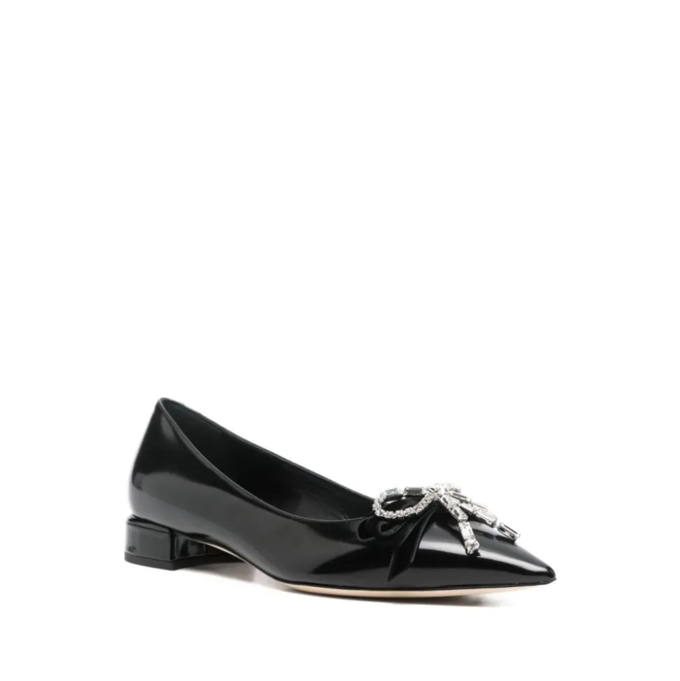 Crystal Bow Pointed Toe Flat