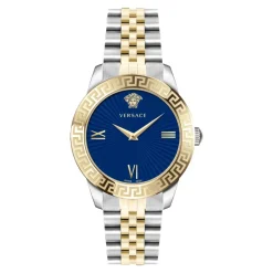 Damen Armbanduhr Gold/Silber Edelstahl Blaues Zifferblatt