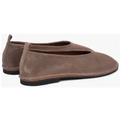 Damen Dunkel Beige Weiche Velours Ballerinas