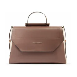 Damen Laptoptasche im Satchel-Stil aus Leder, stoßfest ausgepolstert und RFID-geschützt
