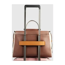 Damen Laptoptasche im Satchel-Stil aus Leder, stoßfest ausgepolstert und RFID-geschützt