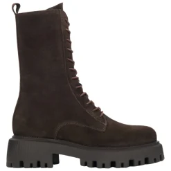 Damen Sattelbraune Ankle Boots aus Premium Italienischem Echtem Velours