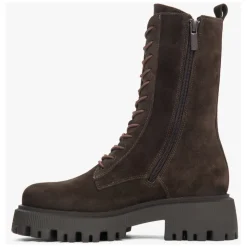 Damen Sattelbraune Ankle Boots aus Premium Italienischem Echtem Velours
