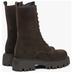Damen Sattelbraune Ankle Boots aus Premium Italienischem Echtem Velours