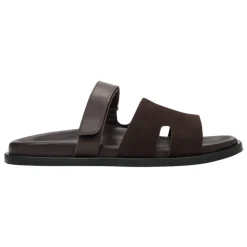 Damen Sattelbraune Velours- & Ledersandalen
