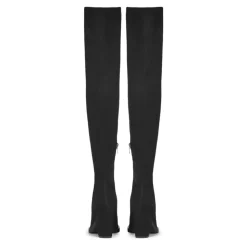 Damen schwarze über dem Knie Stiefel