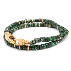 Dark Green Malachite Heishi Wrap Bracelet
