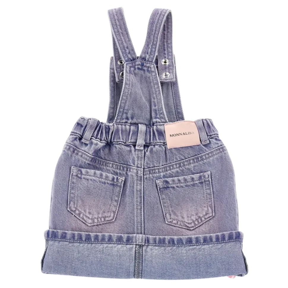 Denim-Latzhose mit kleinen Rosen