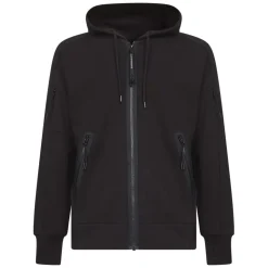 Diagonal Raised Fleece Kapuzen-Sweatshirt mit durchgehendem Reißverschluss