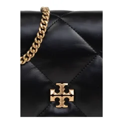 Diamantgesteppte Lederbrieftasche mit Kette