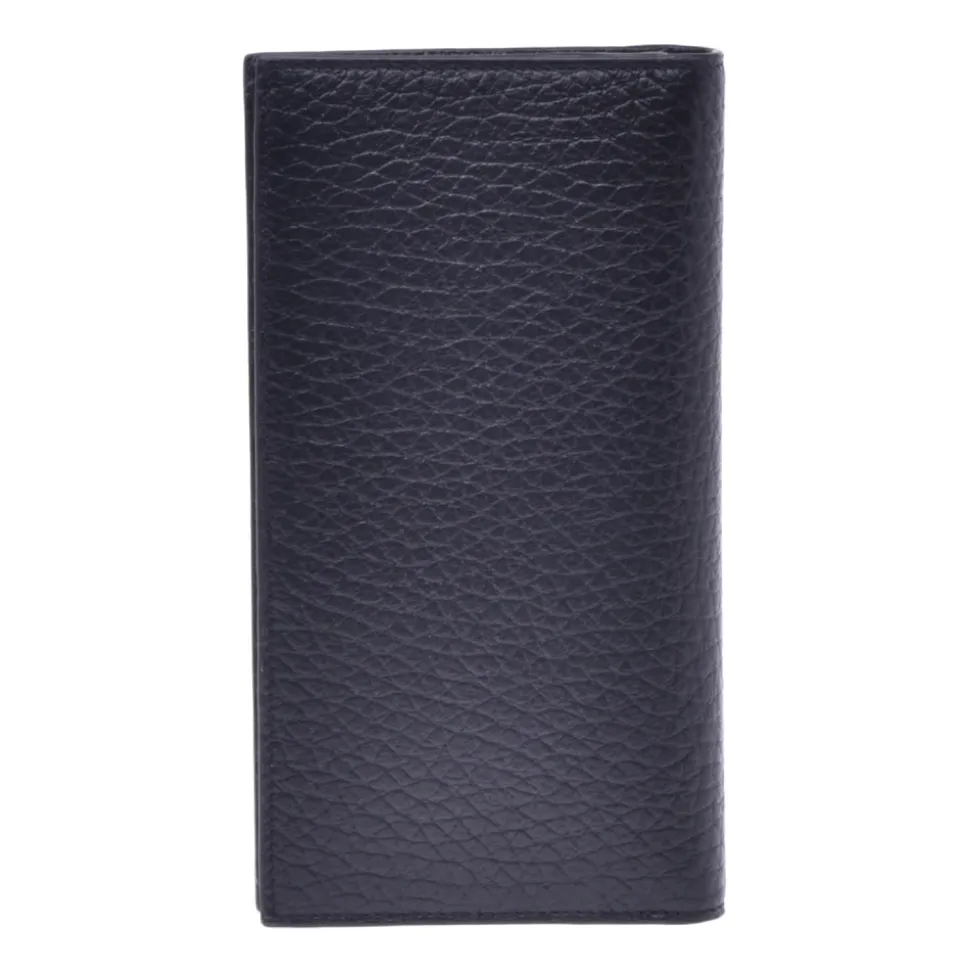 Document holder in black tumbled leather