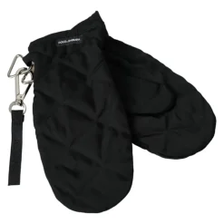 Dolce & Gabbana Black Quilted Nylon Wrist Length Mitten Gloves