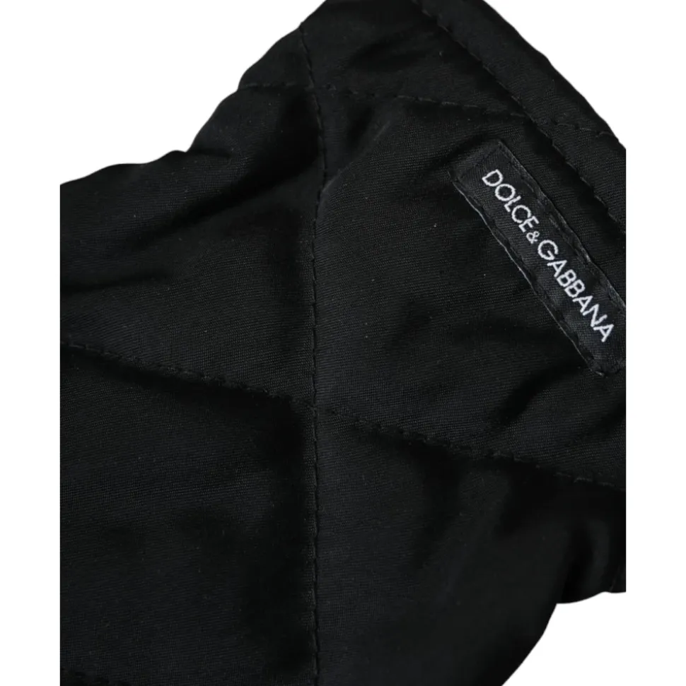 Dolce & Gabbana Black Quilted Nylon Wrist Length Mitten Gloves