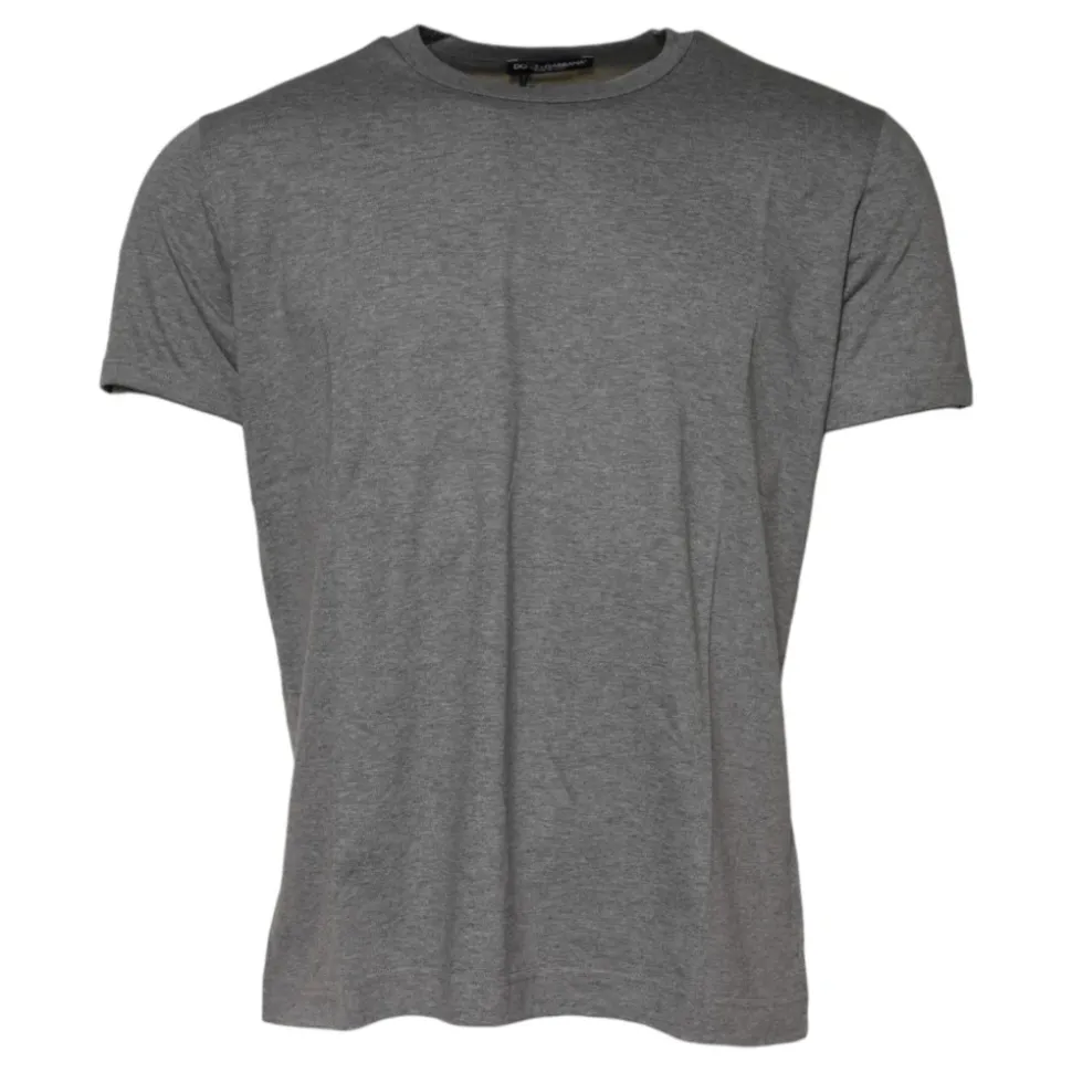 Dolce & Gabbana Gray Cotton Crew Neck Short Sleeves T-shirt