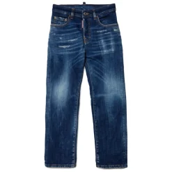 Dunkelblaue gerade Jeans mit Rissen - 642 Jean