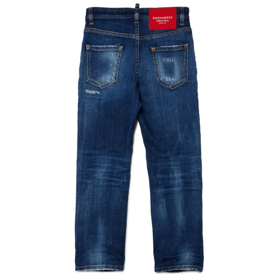 Dunkelblaue gerade Jeans mit Rissen - 642 Jean