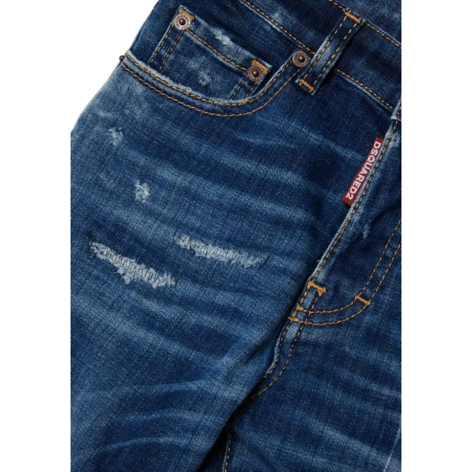 Dunkelblaue gerade Jeans mit Rissen - 642 Jean