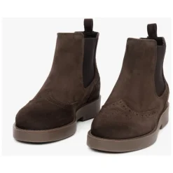 Dunkelbraune Chelsea Boots mit Wollfutter