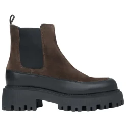 Dunkelbraune Chelsea-Boots für Damen aus hochwertigem echtem Velours