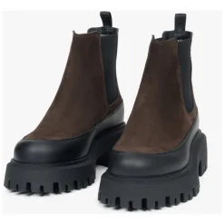 Dunkelbraune Chelsea-Boots für Damen aus hochwertigem echtem Velours