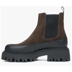 Dunkelbraune Chelsea-Boots für Damen aus hochwertigem echtem Velours